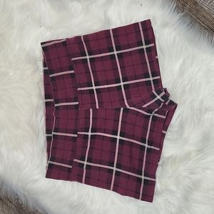 Pre-loved maroon and black plaid shorts. LG girl